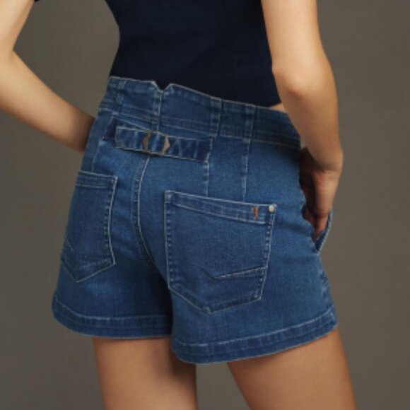 NWT Pilcro Anthropologie- The Kit High-Rise Blue Utility Shorts- Size 31 - Picture 3 of 8